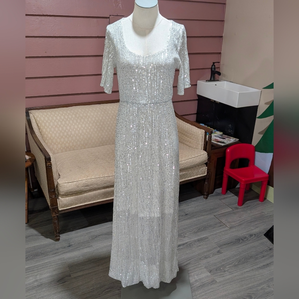 White with Silver Sequin Gown